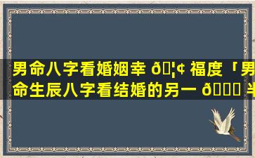 男命八字看婚姻幸 🦢 福度「男命生辰八字看结婚的另一 🐈 半」